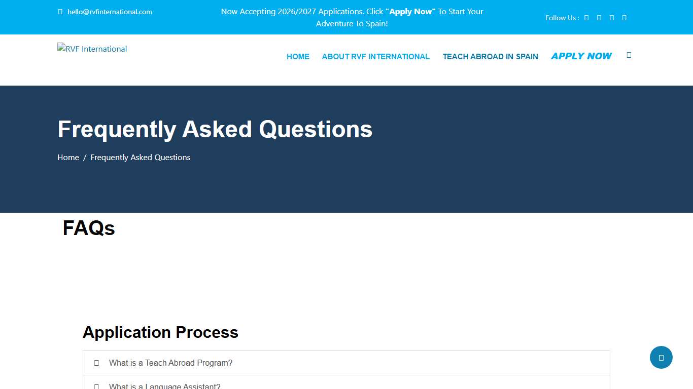 Frequently Asked Questions (FAQ) RVF International